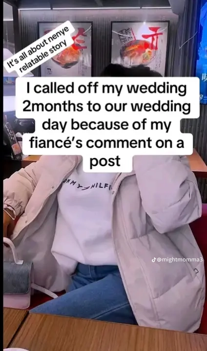 Lady calls off wedding after seeing fiances comment on a post