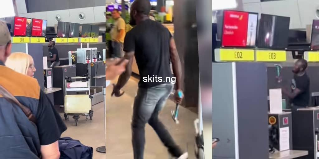 Man goes on rampage at airport destroys tvs and doors