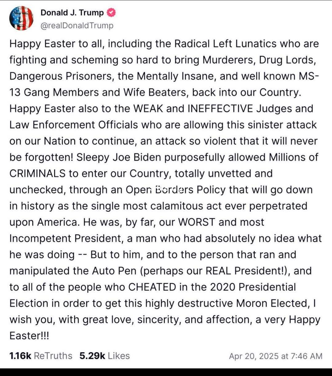 Donald Trump takes aim at his opponents in Easter message filled with vitriol