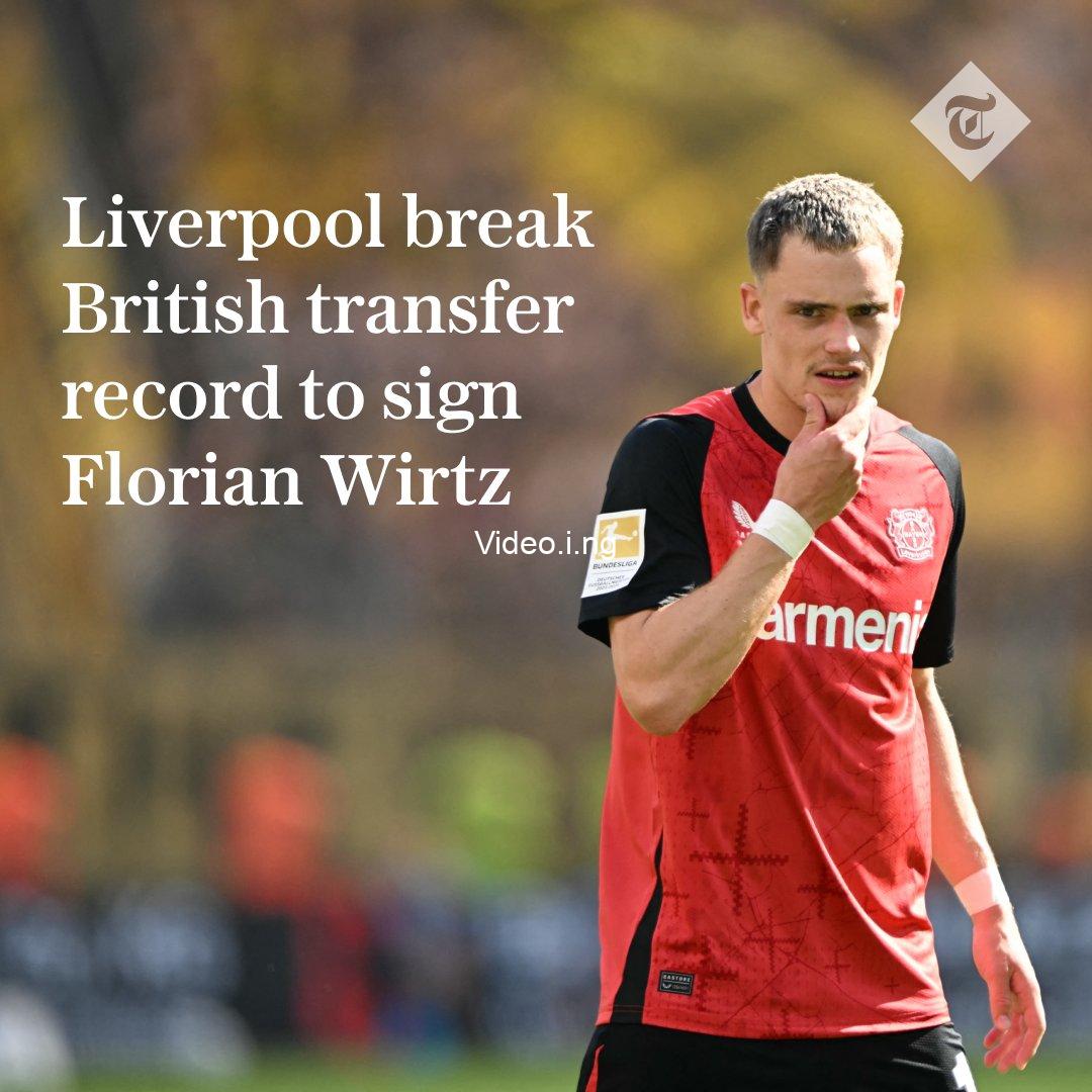 Liverpool breaks transfer record to sign florian wirtz