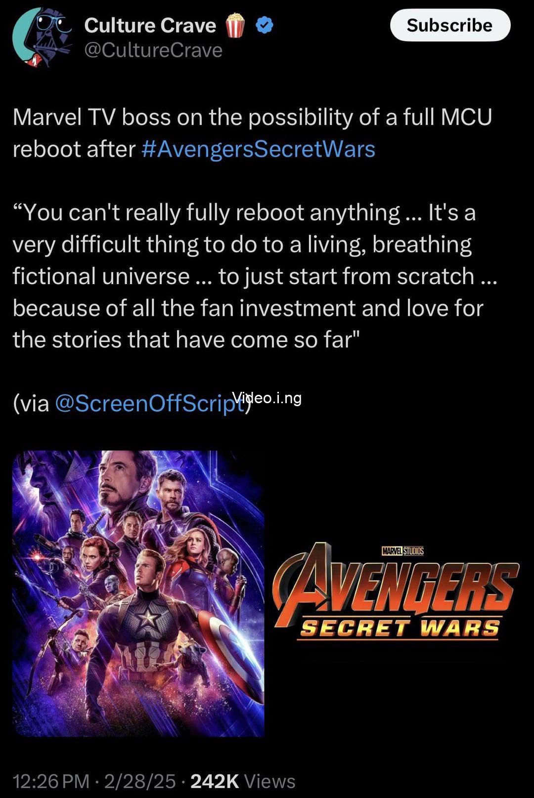 Mcu wont be as interconnected after avengers secret wars report